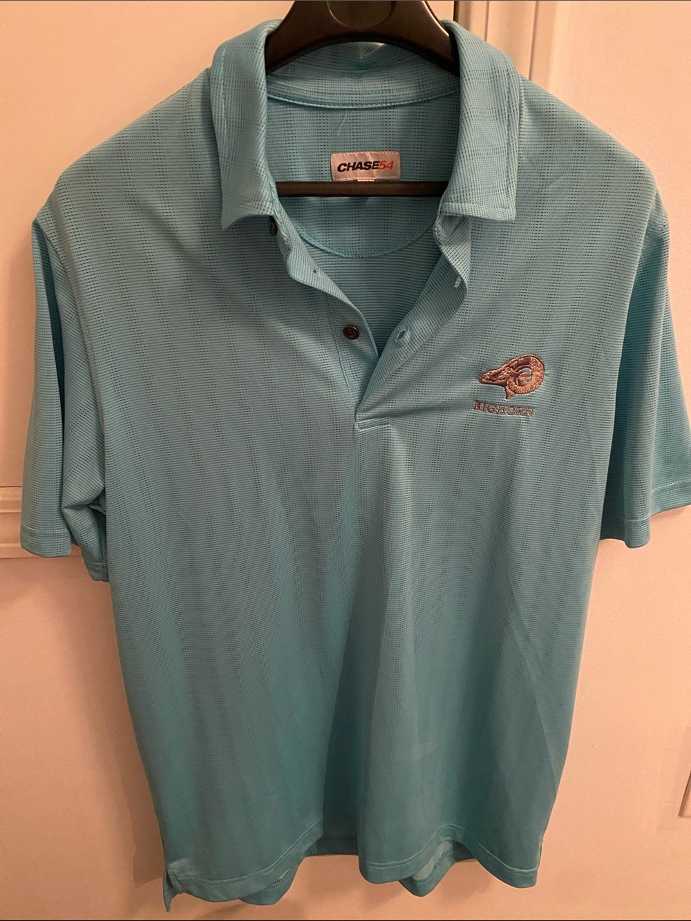 Chase54 Men's Aqua Performance Polo Shirt with Embroidered Logo